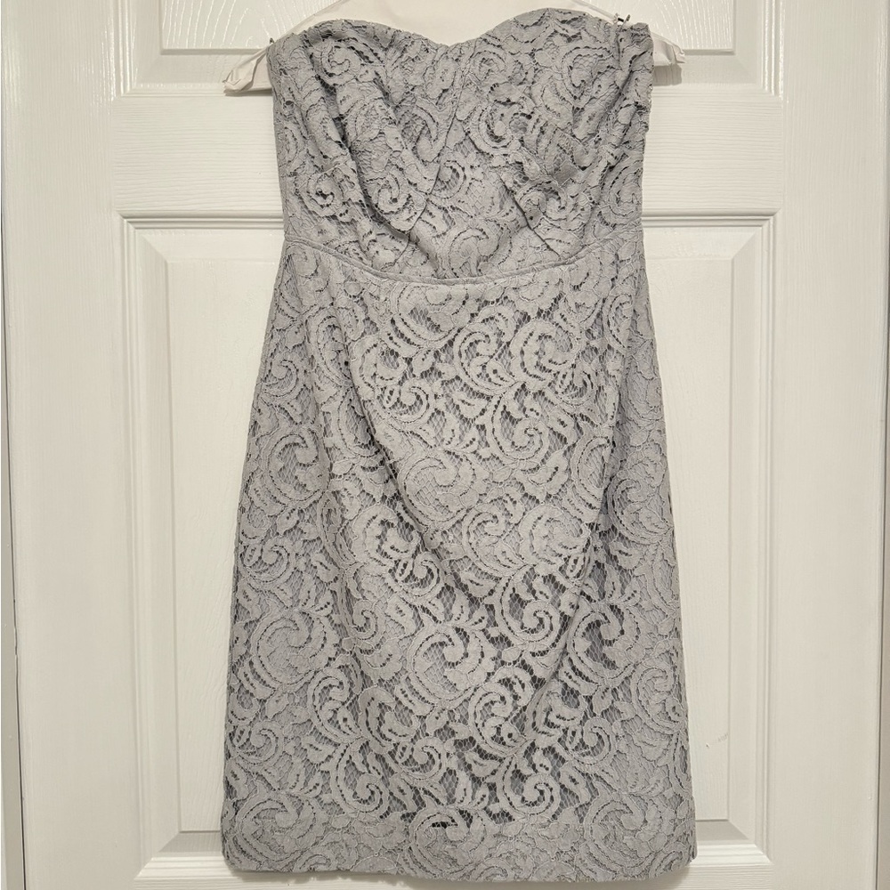 J Crew Grey lace strapless dress/Bridesmaid